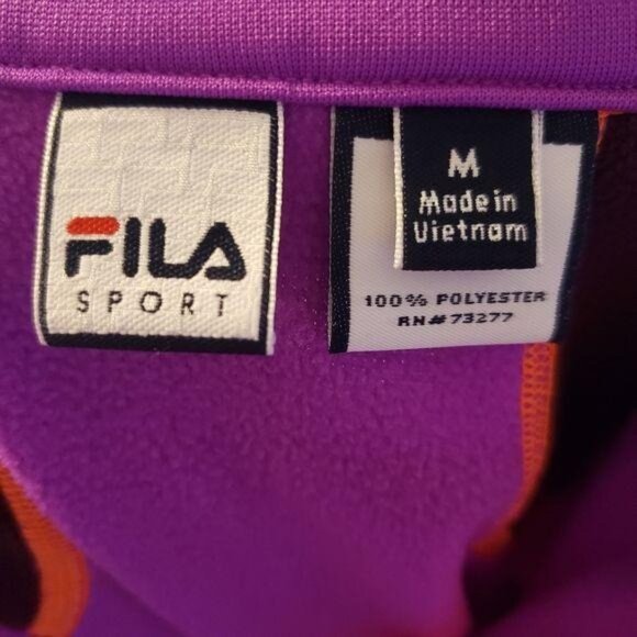Fila Sport Women's 1/4 Zip Pullover Fleece Jacket Pink Purple orange trim sz M - Picture 6 of 8